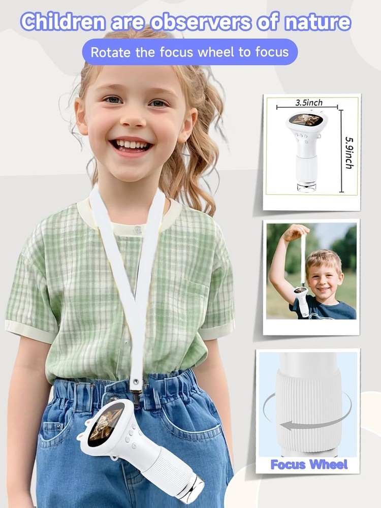 1000X Kids Microscope - 2.0'' Handheld Digital Mini Microscope for Learning