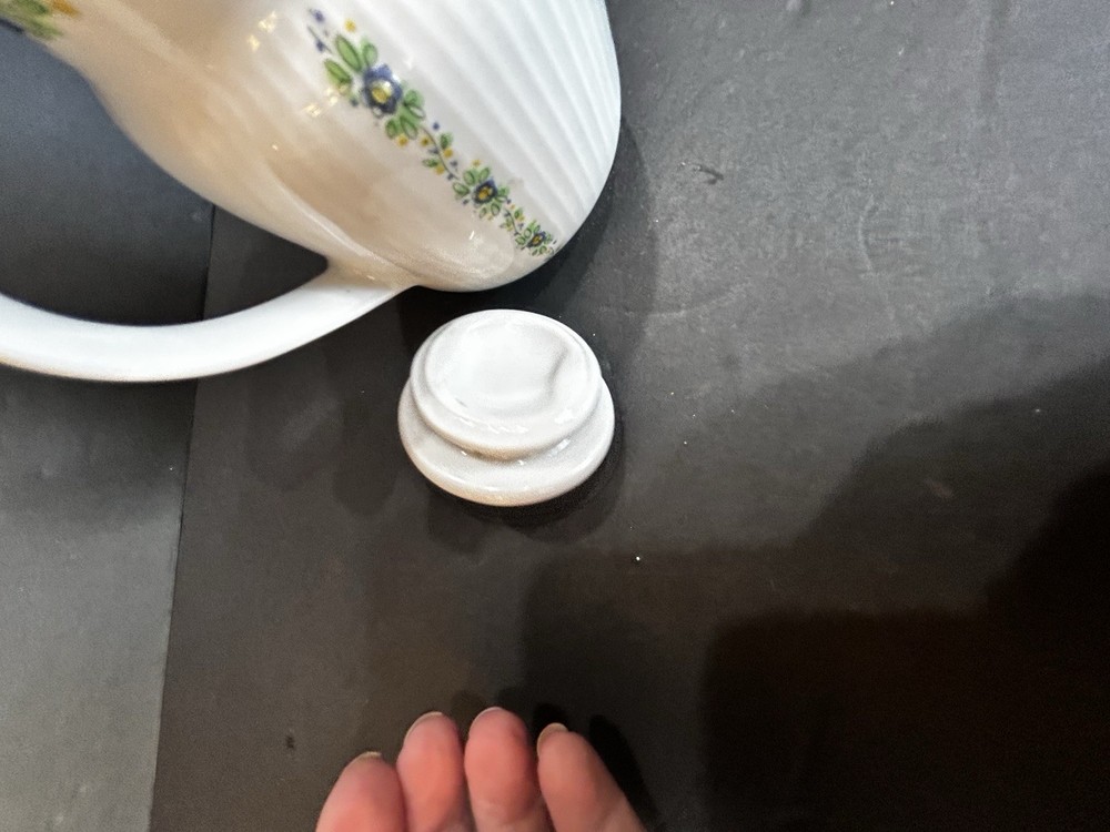 Small Ceramic Pitcher W/Lid Floral 5”H