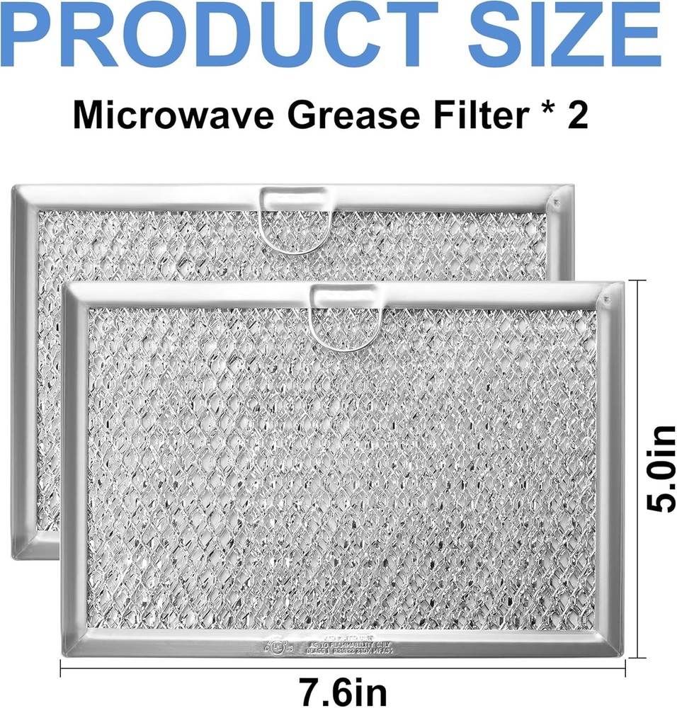 Microwave Vent Filter Compatible with Multiple Brands 5 x 7-5/8 Inches 2 Pack