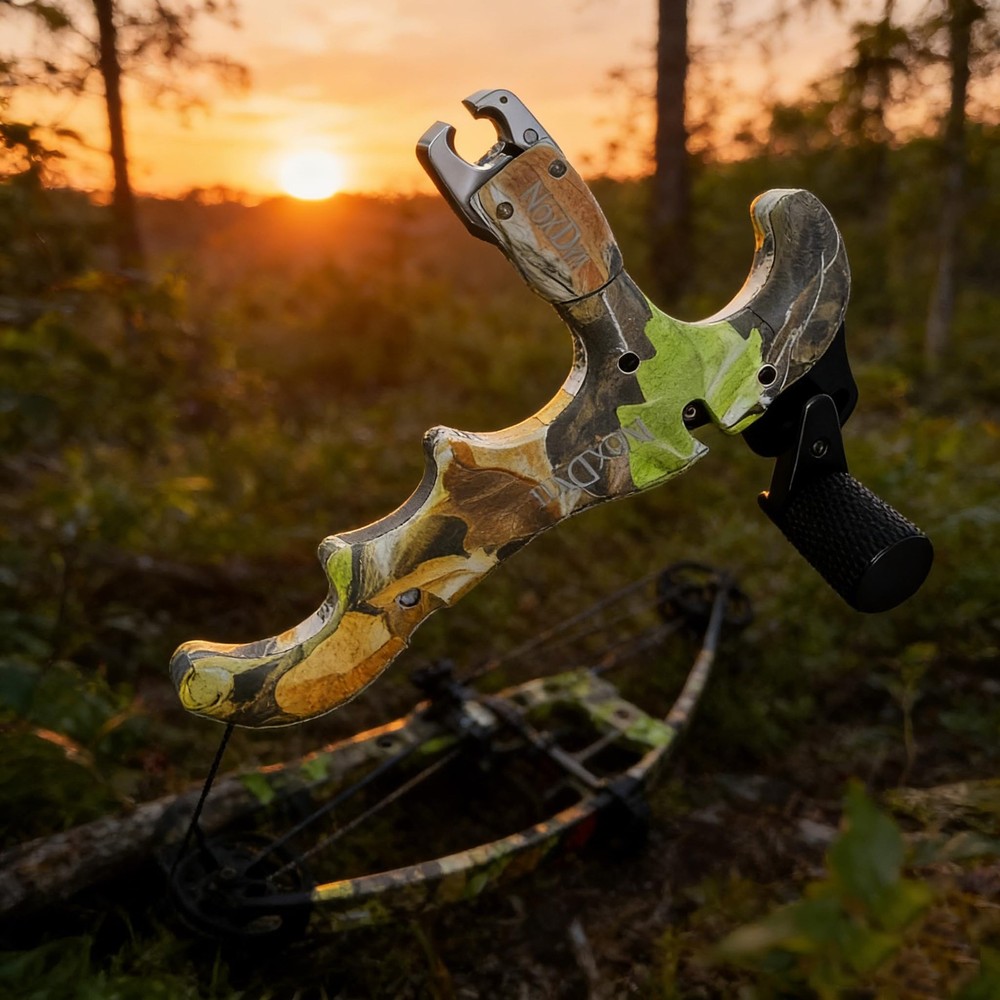 Camo Bow Release for Compound Bow, 4-Finger Archery Release 360° Rotatable Th...