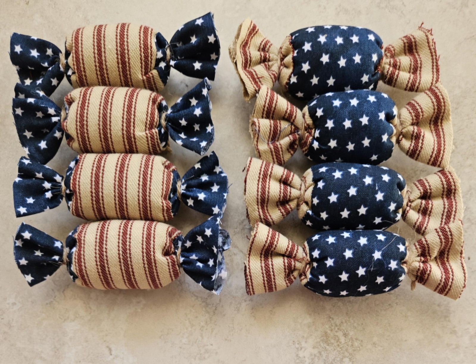 Bowl Filler Americana Patriotic Ornie Fabric 8 Pcs Candy Tier Tray Fabric Decor