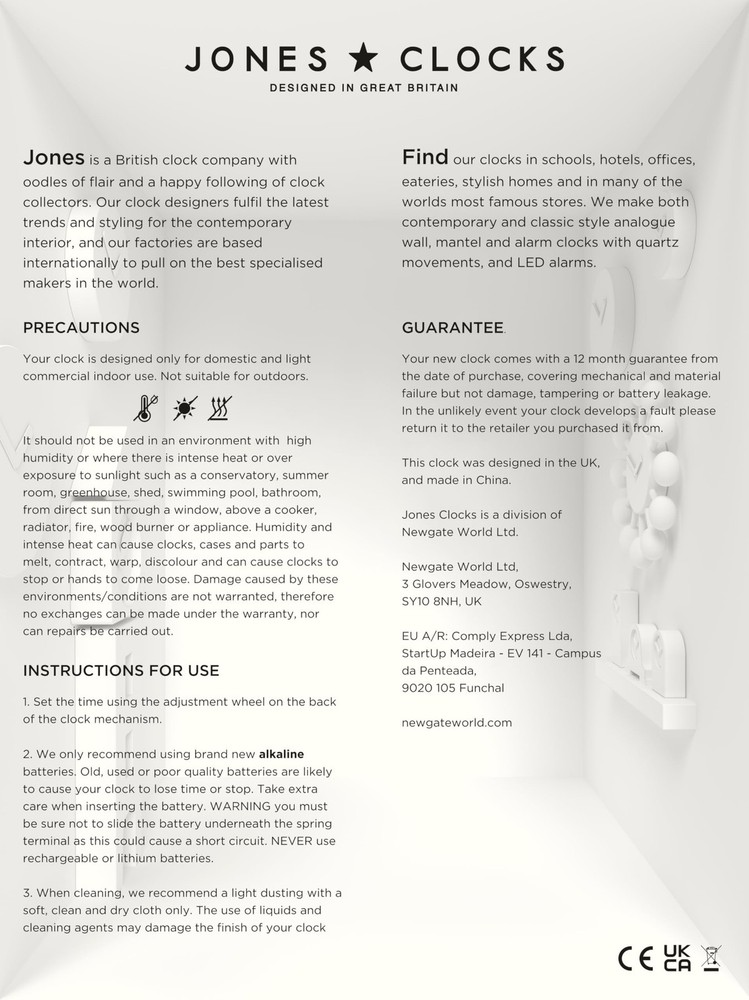 JONES CLOCKS® Odeon Desk Clock | Modern Rectangular Design | Black | Stylis