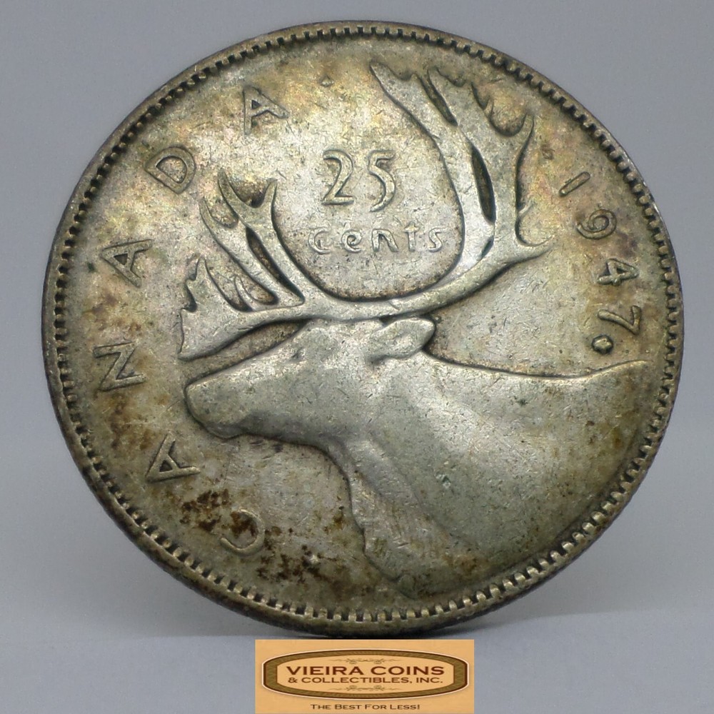 1947 Maple Leaf Canada Silver 25 Cents - #C34761NQ