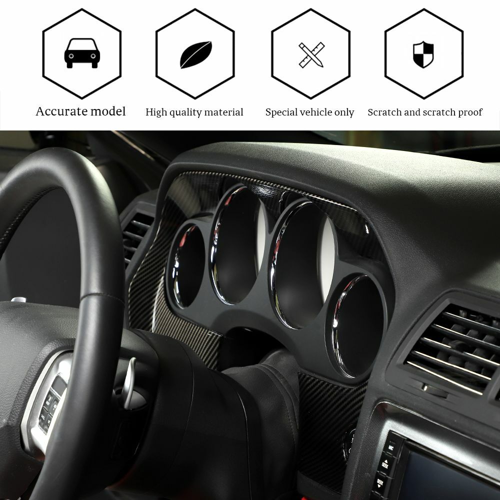 Carbon Fiber Dashboard Panel Trim Instrument Frame For 2009-14 Dodge Challenger