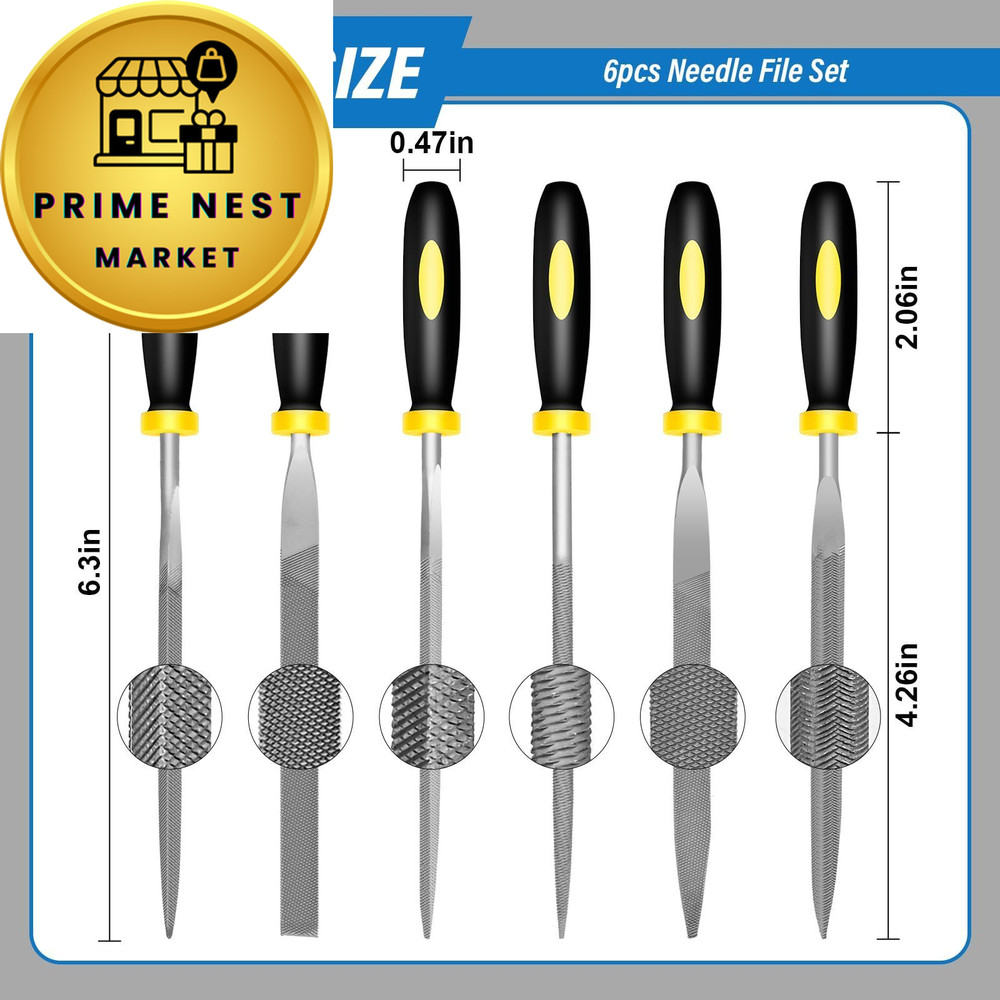 IEGREMAR 6pcs Metal Needle File Set, Mini Hand Sets, Black