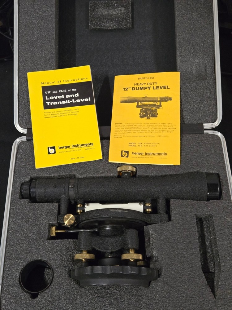 Berger Instruments Surveying Transit Level Model 154 12" Dumpy Level in Case
