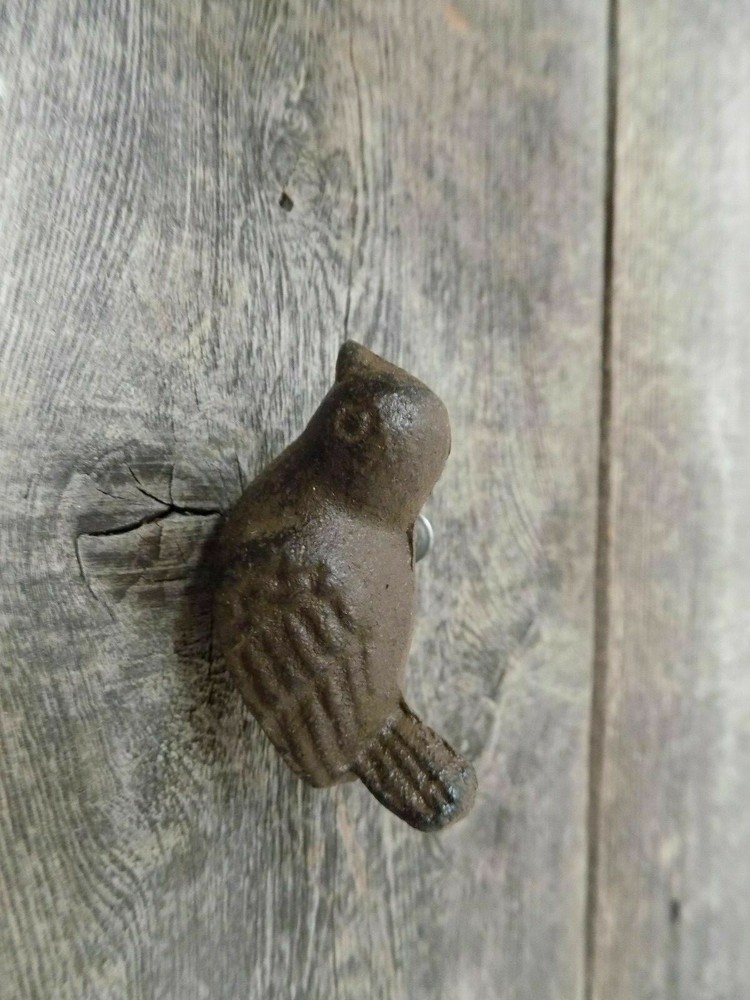 4 CAST IRON BIRD CABINET KNOBS PULLS DRAWER DRESSER HANDLES RUSTIC BIRDS SPARROW