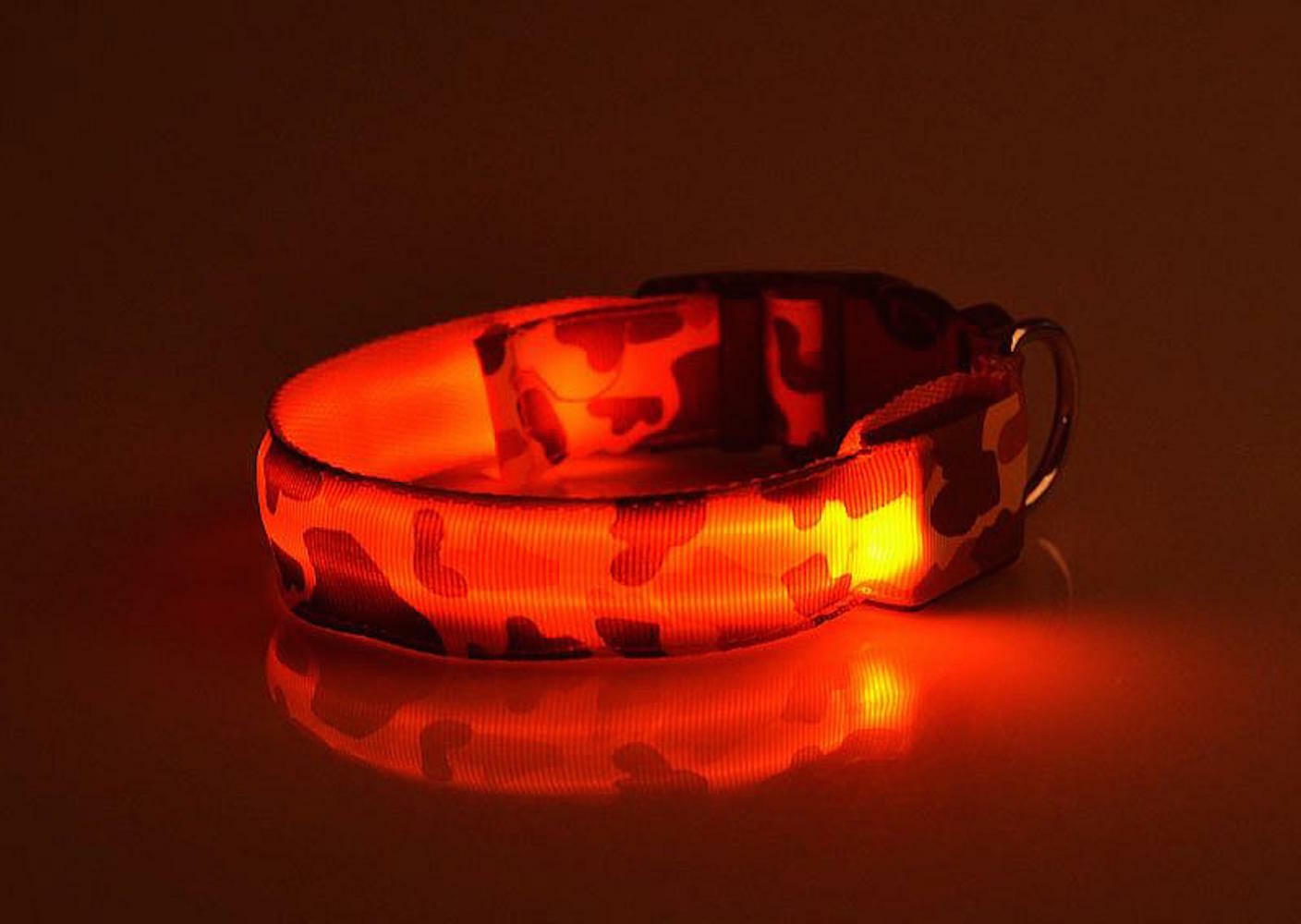 CAMOUFLAGE LED RECHARGEABLE COLLAR CAMO light-up Dog Pet Safety USB flash glow