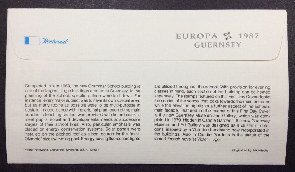 Guernsey, EUROPA 1987 - European Modern Architecture Set FDC
