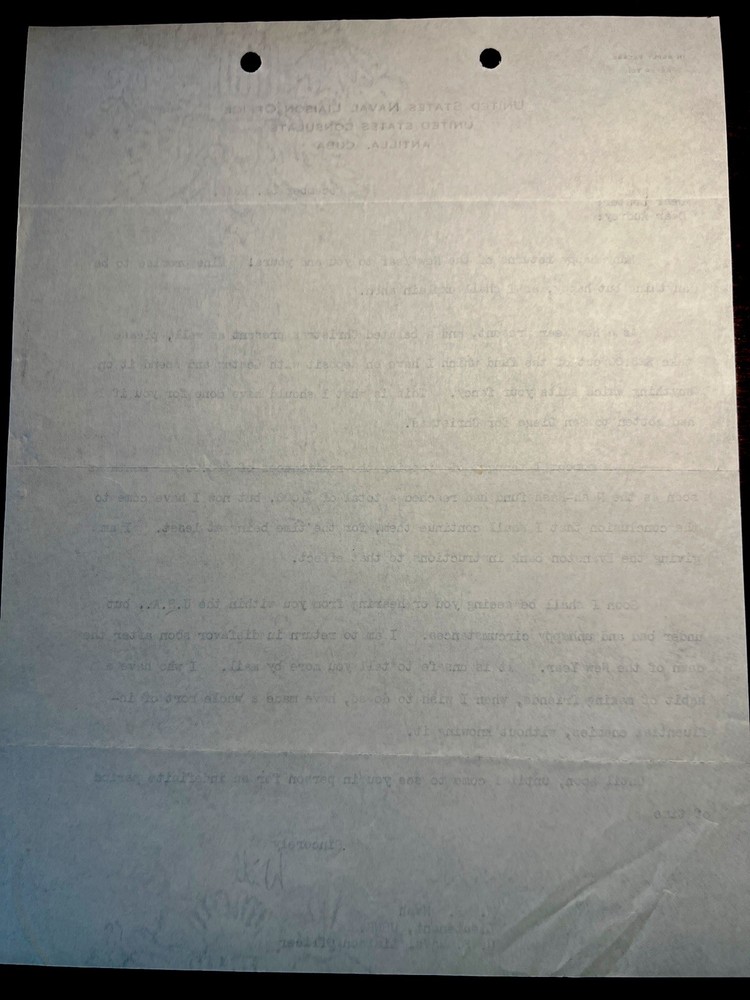 🇺🇸📜 1943 WWII Naval Letter – Lt. W.E. Nash – Cuba ✉️⚓
