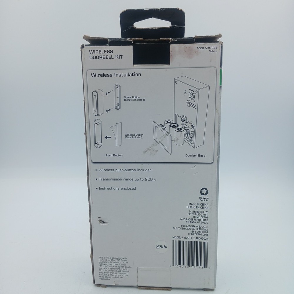 Defiant Wireless Battery Operated Doorbell Kit NO PUSH BUTTON