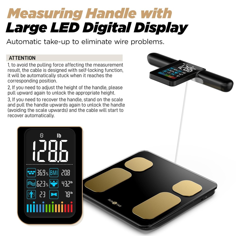 High Precision Digital Body Fat Scale with 8 Electrodes & Large Display