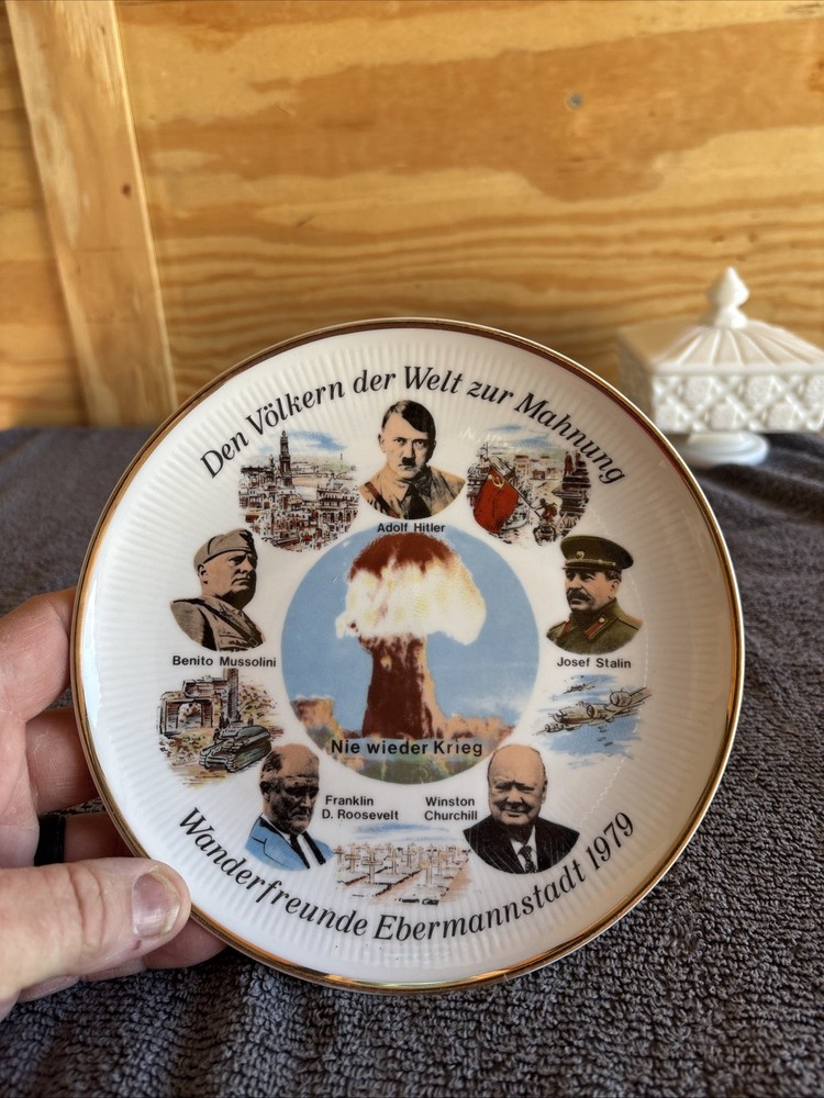Original German Made "A Warning to the Peoples of the World" Ceramaic Plate 1979