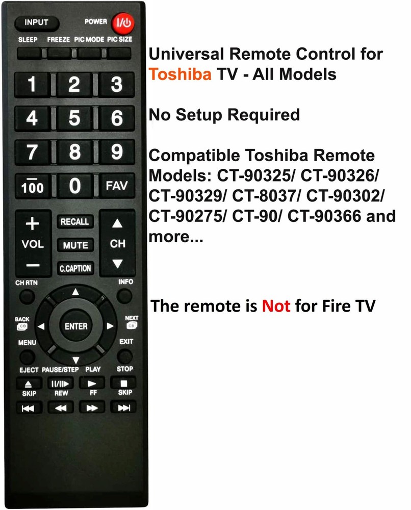 Universal Remote Control for Toshiba TV, Replacement All LCD LED...
