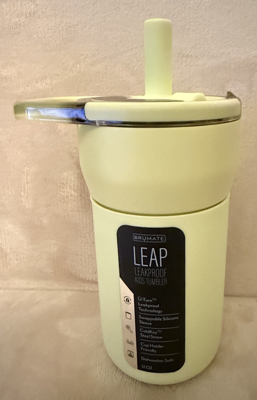 BrüMate | 12 oz LEAP | Straw Travel Kids Tumbler Prickly Pear Yellow