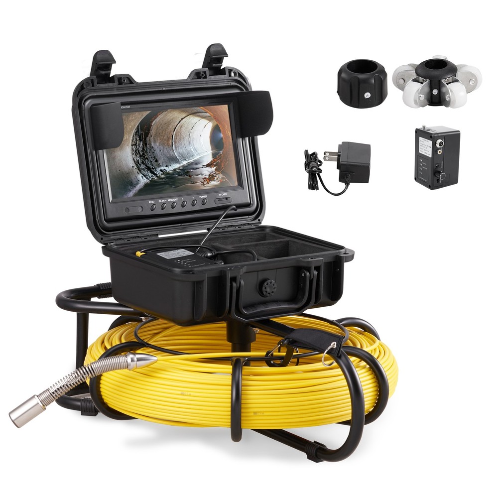 Sewer Camera 9" Screen Pipeline Inspection Camera w/ DVR Function Waterproof