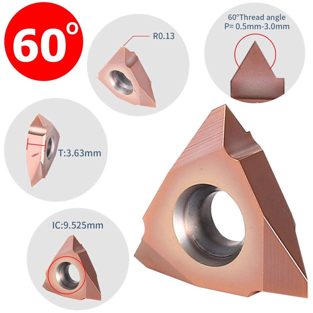 Lathe Threading Inserts Carbide External Threading Vertical 60 Degrees 16VERAG60