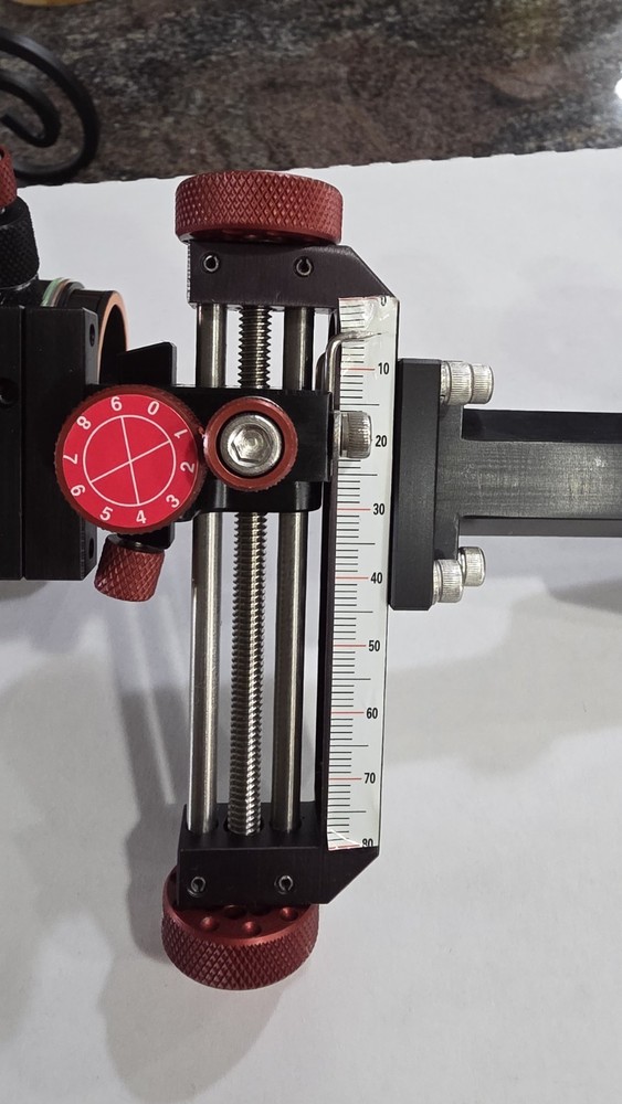 Davis 4" Target Sight-8.5 ext-Double Knob-blk/red knobs .019 Green/.010 Red Pins