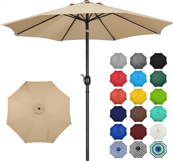7.5/10/11FT Patio Umbrella Market Table Umbrella Outdoor w/Push Button Tilt