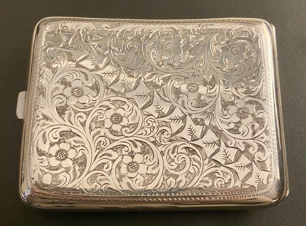 HEAVY VINTAGE SOLID SILVER CIGARETTE CASE - BIRMINGHAM 1912