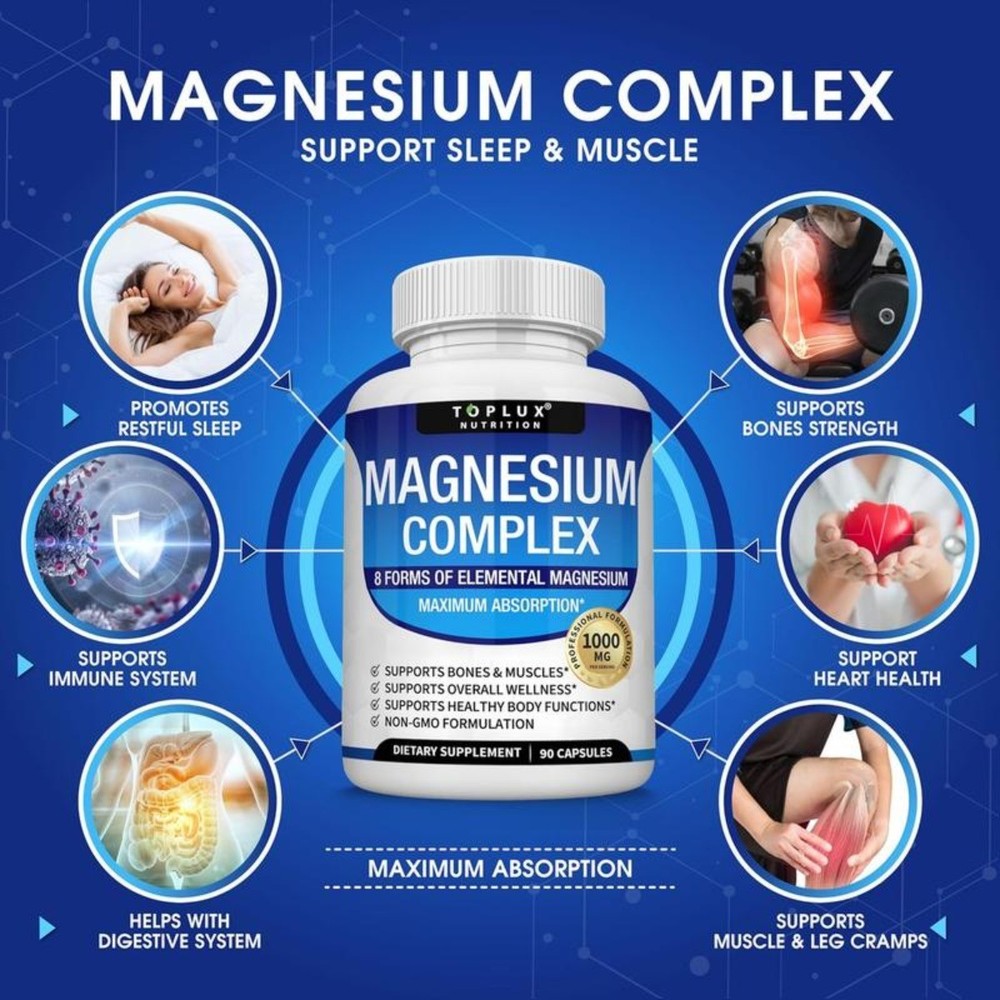 Magnesium Complex Capsules - Vegan High Absorption for Sleep Muscle Bone Support