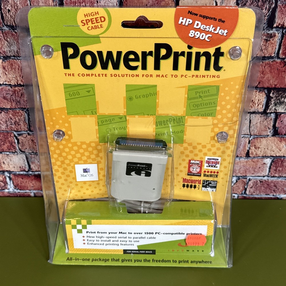 NOS. PowerPrint Infowave Cable + Software MAC to PC Printing 9120018