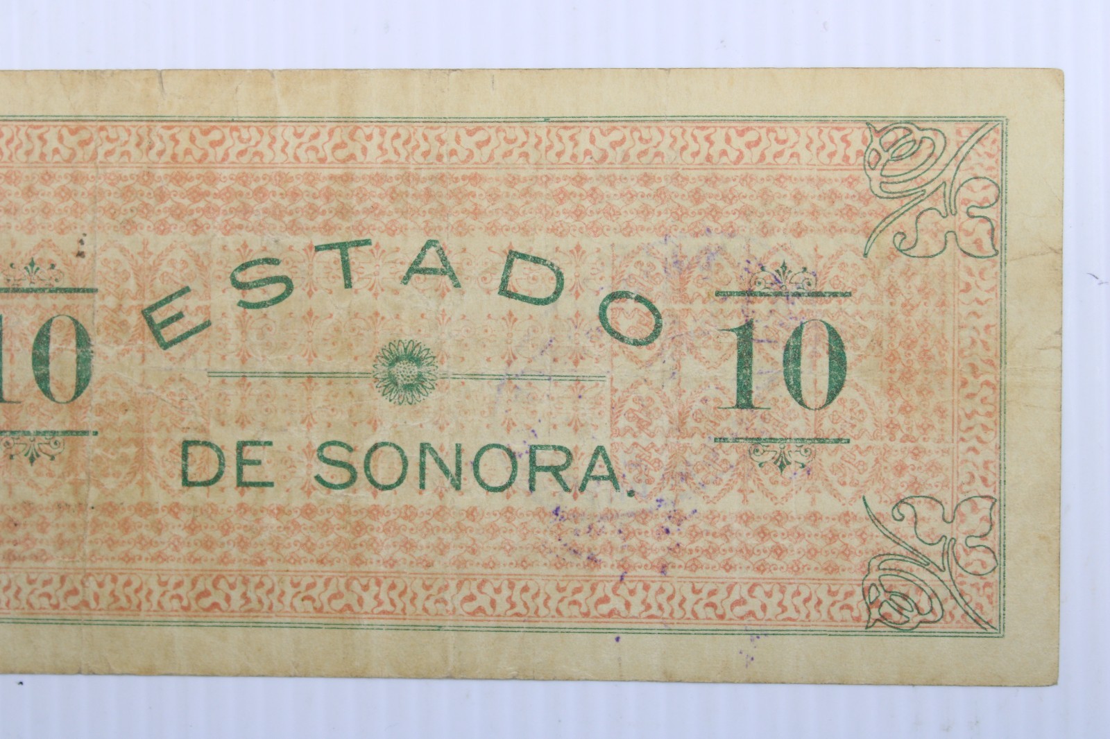 1913 10 PESOS EL ESTADO DE SONORA MEXICO NOTE #481