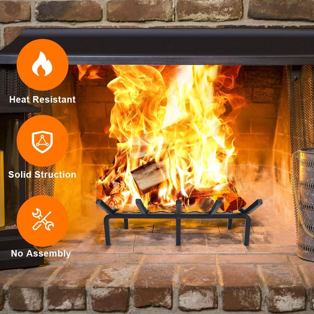 17 Inch Fireplace Grate with Ember Retainer,Cast Iron 17 INCH, Black