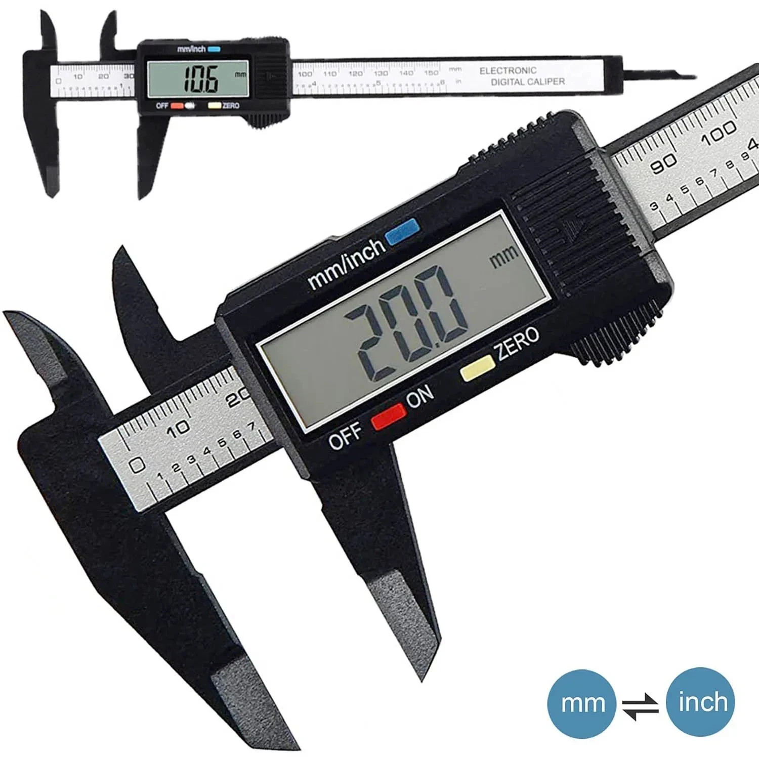 Digital Caliper 6 inch 150mm Carbon Fiber Vernier Micrometer Precision GaugeTool