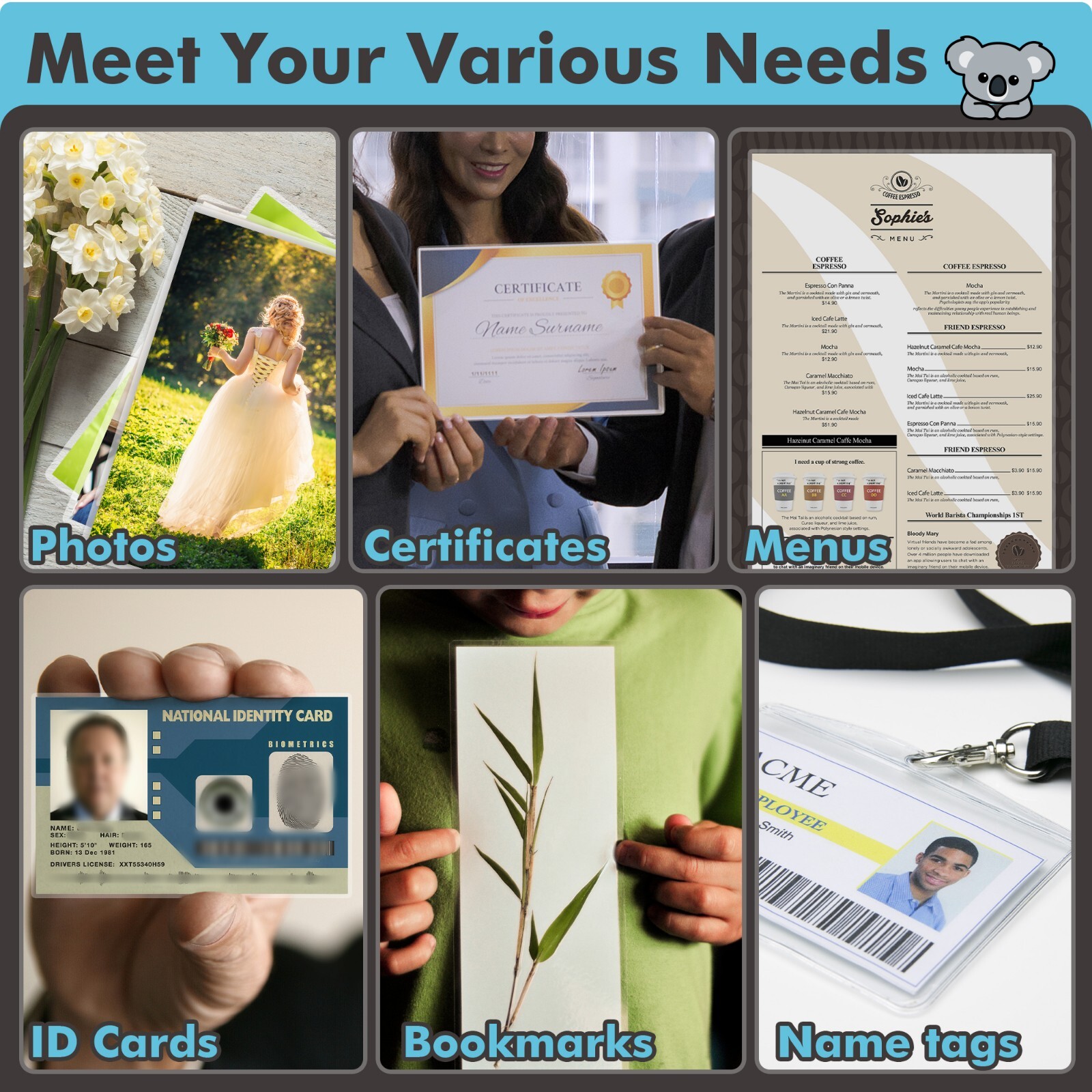 Koala Thermal Laminating Pouches 11.5x17.5 In 50 Sheets 5 Mil Seal 11x17 Menu