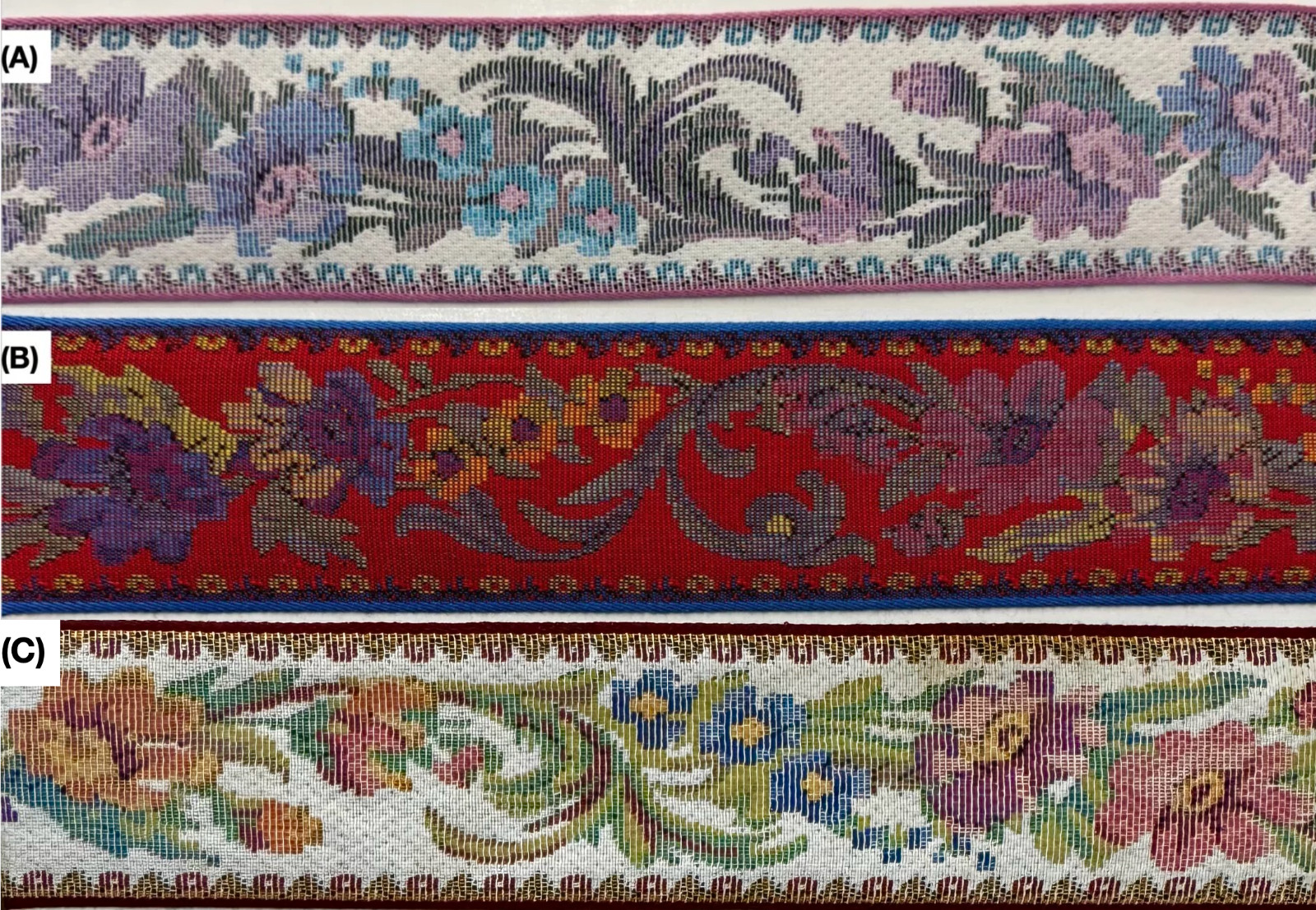 2-1/4" Floral Jacquard Woven Tapestry Webbing Ribbon Trim - 5 Continuous Yards!