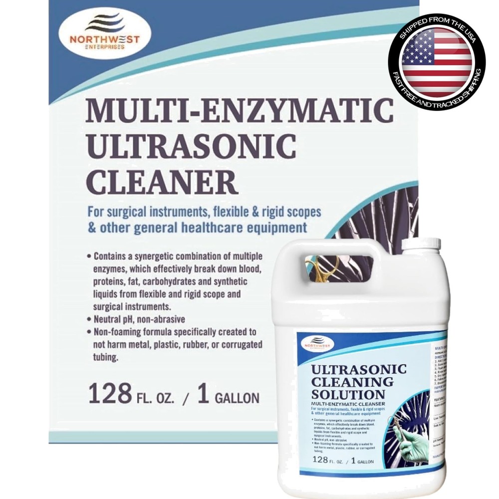 Neutral pH Ultrasonic Enzymatic Cleaner Solution - 1 Gallon for All Instruments