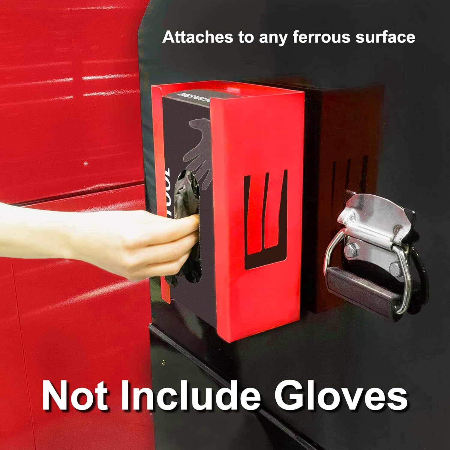 2PCS Magnetic Glove/Tissue Dispenser Black & Red 8LBS Glove Dispenser Wall Mount