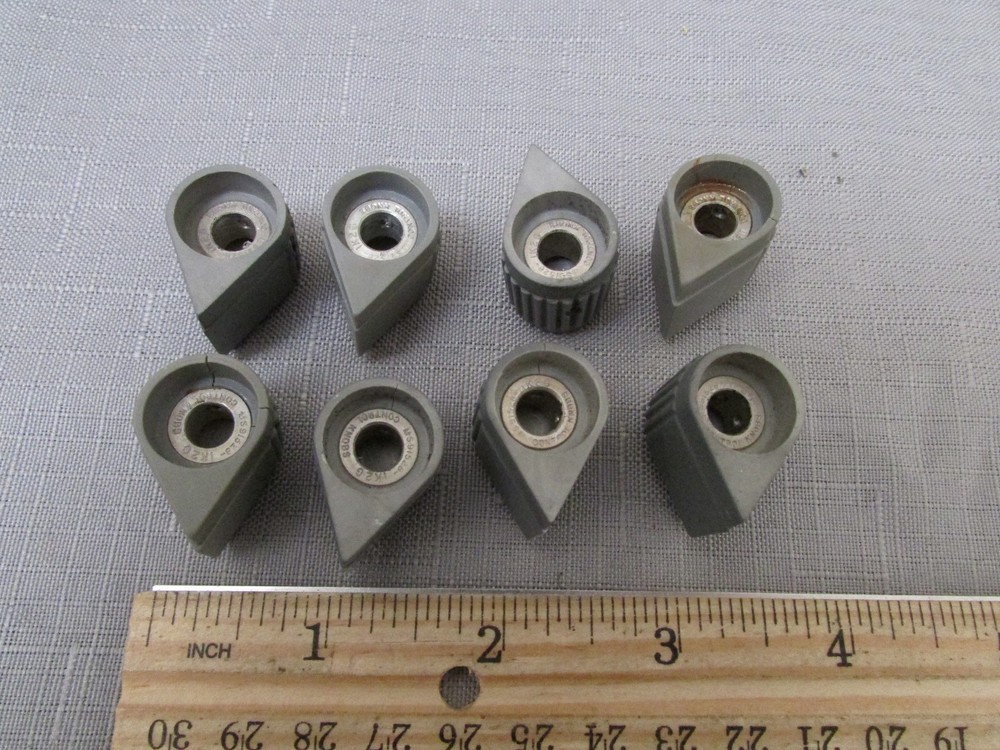 (8) Raytheon Pointer-Shaped Potentiometer Knobs Navy Grey Gray
