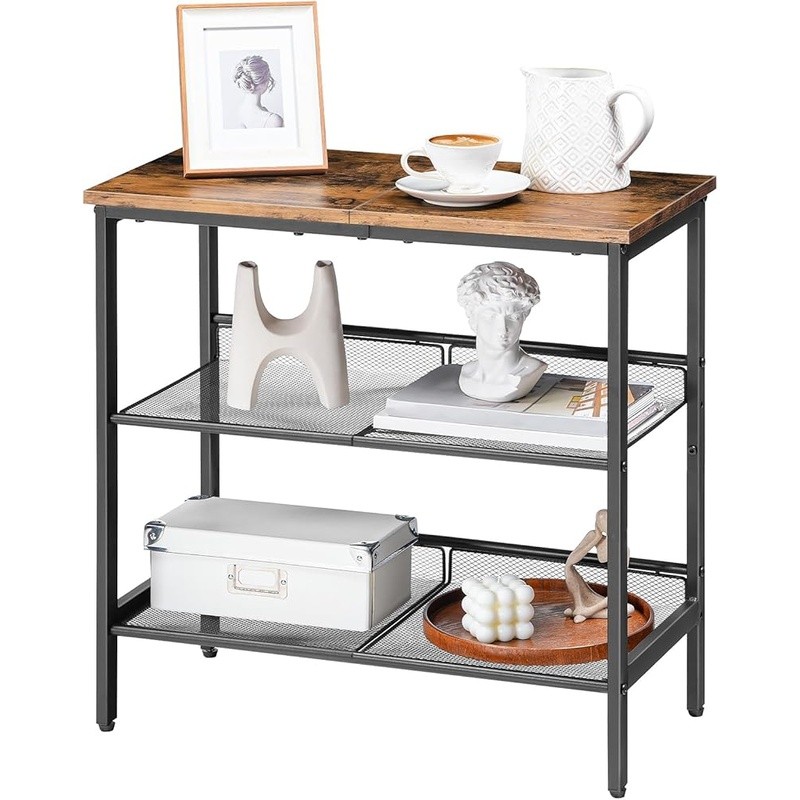 Stylish End Table Adjustable Mesh Shelf Multifunctional Side Table Small Spaces
