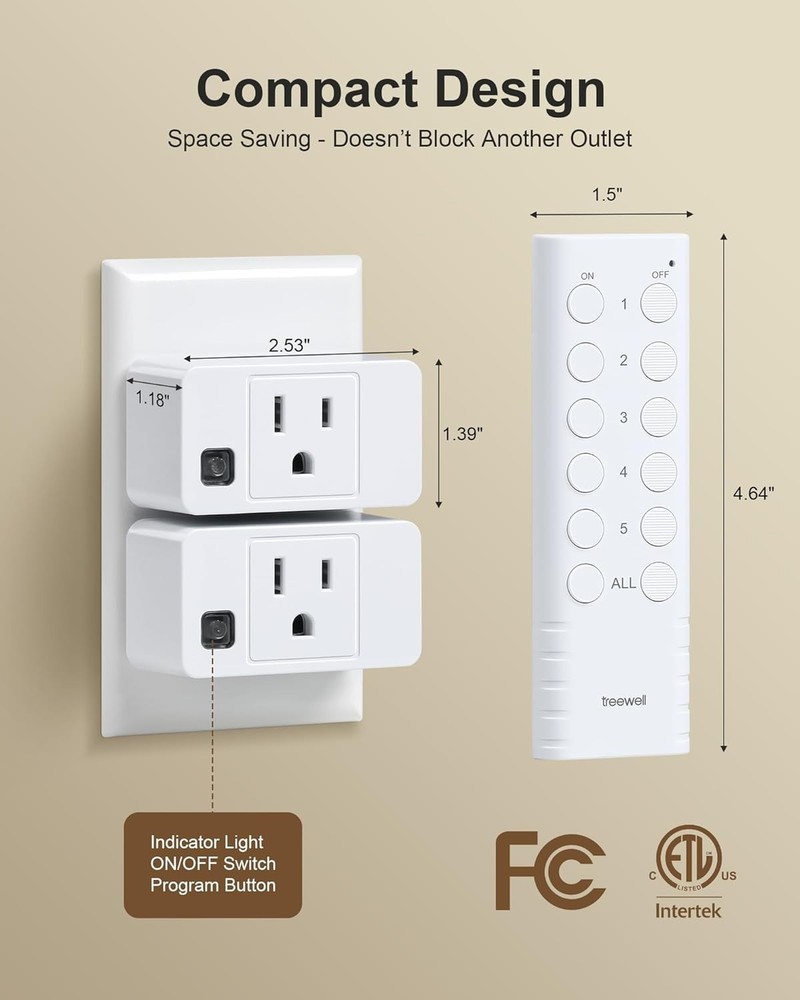 Wireless Remote Control Outlet, 200FT Long Range Remote Light Switch, Mini Re...