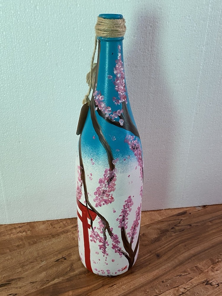 Handpainted Wine Bottle Labeled Misawa 15½"