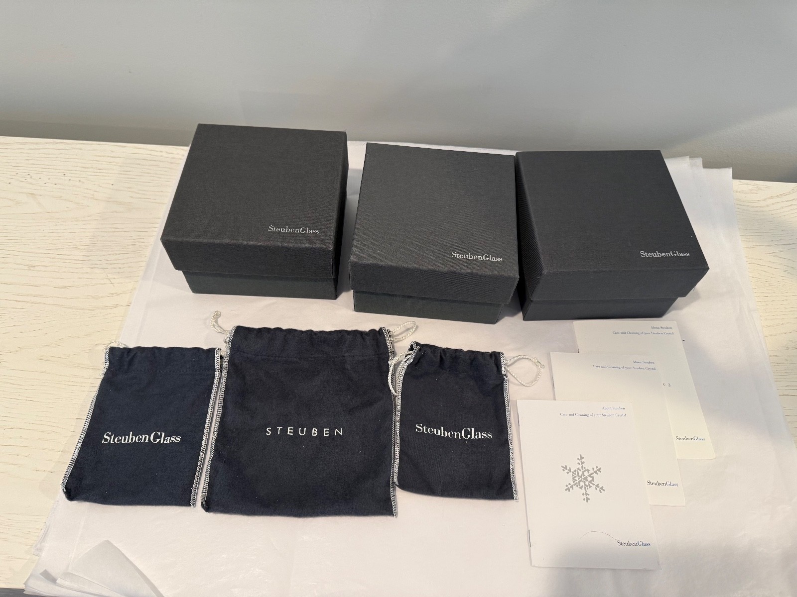 Steuben Empty Boxes 3.5 x 6 x 6, Lot Of 3