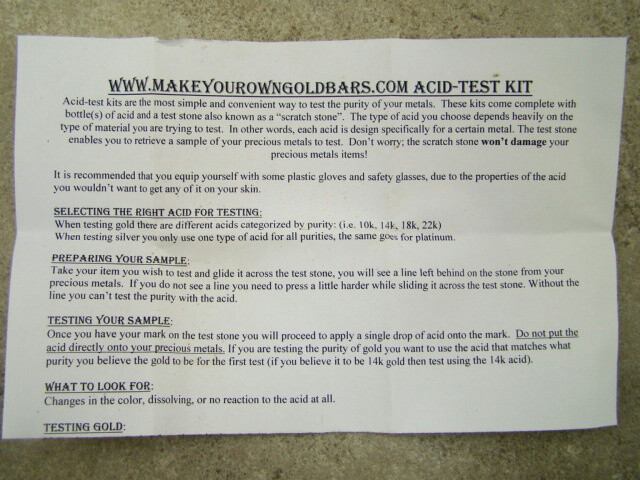 10K Gold Solution - Test Stone & Instructions