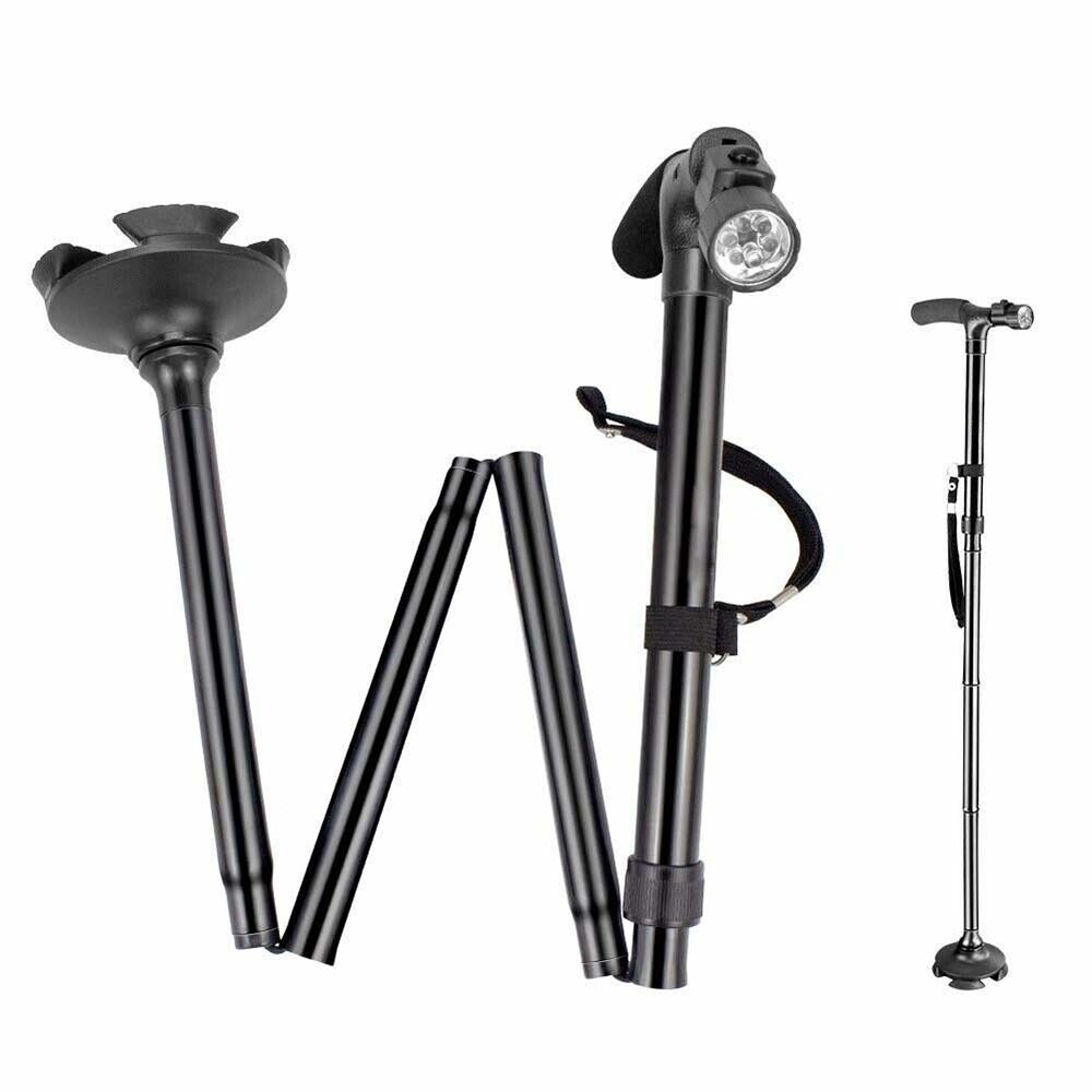 2 Pack Foldable Retractable LED Walking Cane Stick Adjustable Cane Trekking Pole