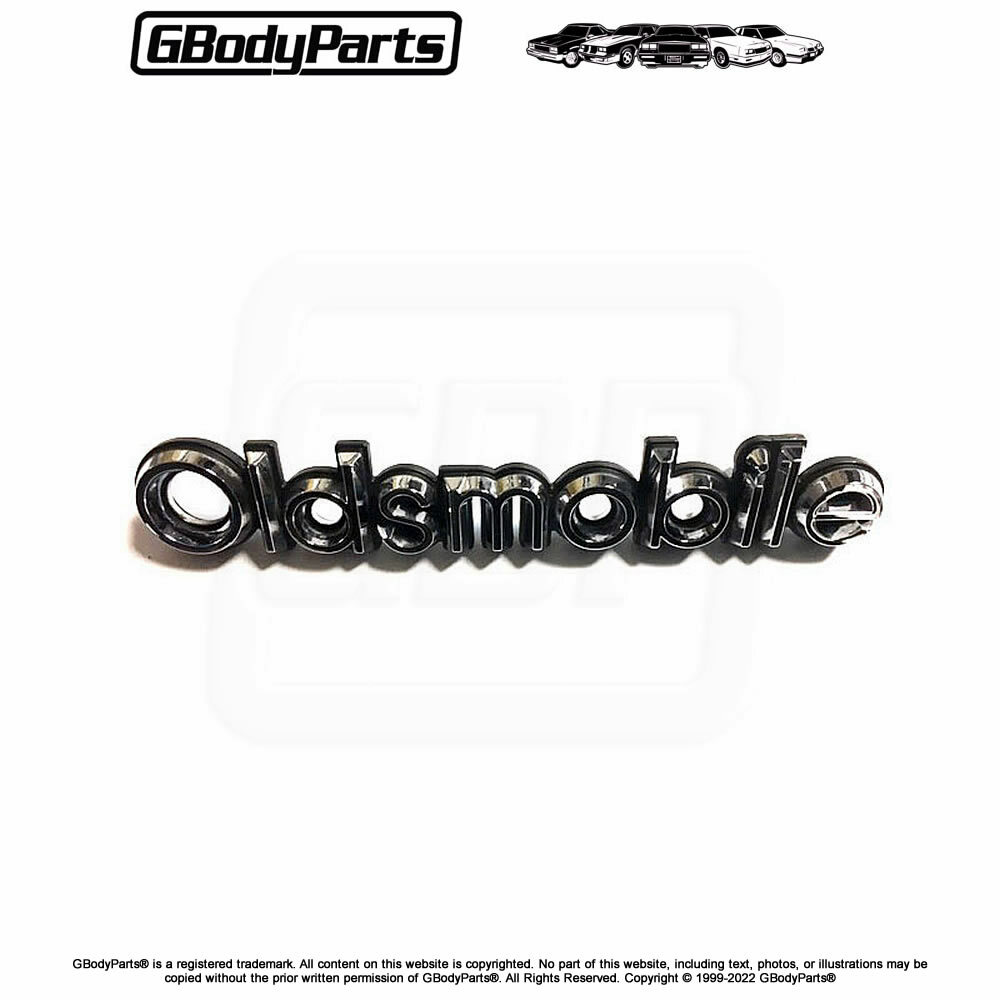 81-86 Cutlass "OLDSMOBILE" Front Bumper Cover Script Emblem 3M GM part #22510798