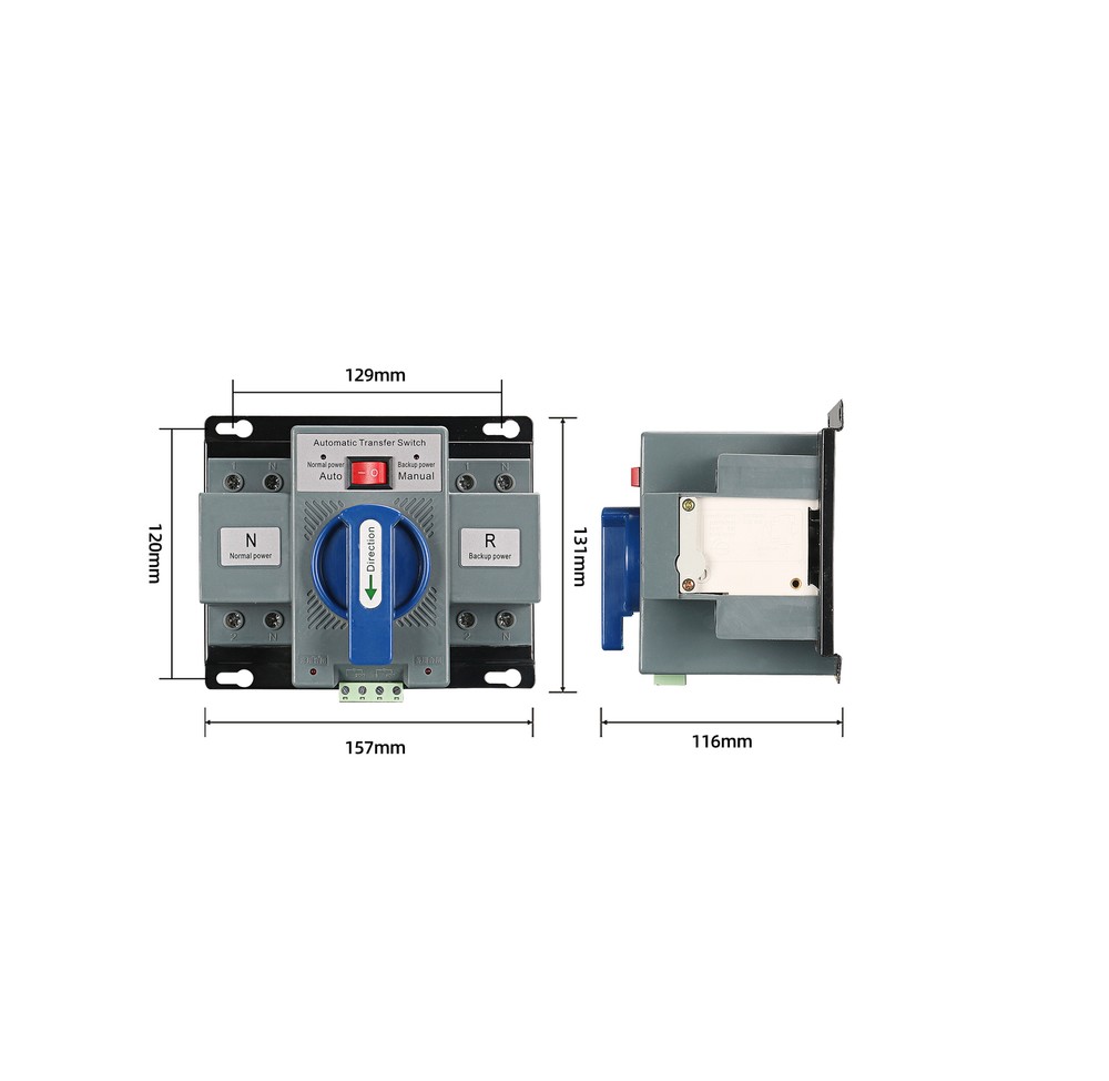 63A ATS Dual Power Automatic Transfer Switch for Generator Changeover Switch 2P