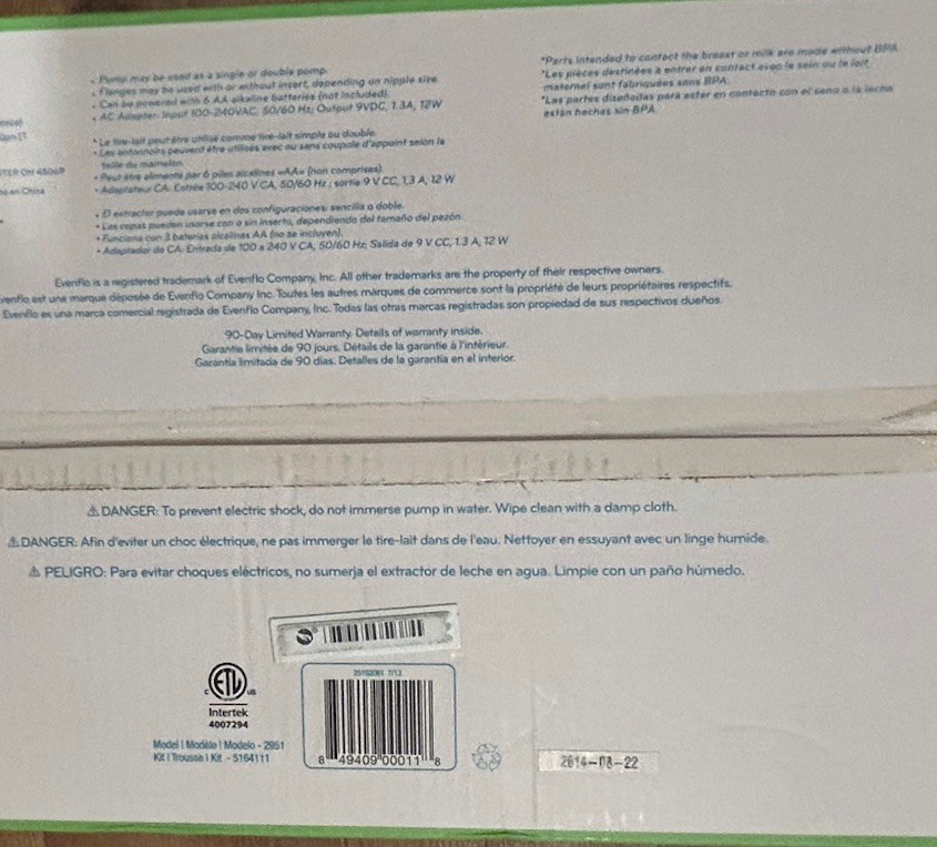 Evenflo Deluxe Advanced Double Electric Pump - New