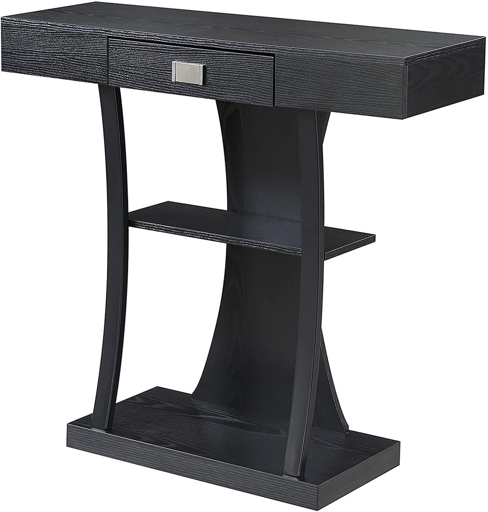 Pemberly Row Transitional Console Table in Black Wood Finish