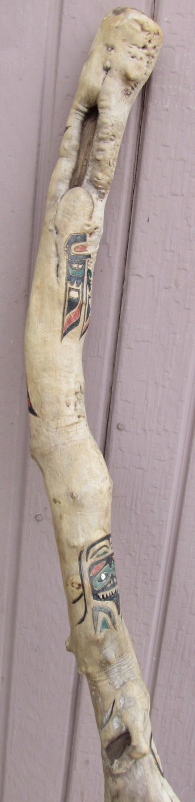 Northwest Coast Hand Carved SHAMAN Totem Walking Talking Stick Cane Pole STAFF