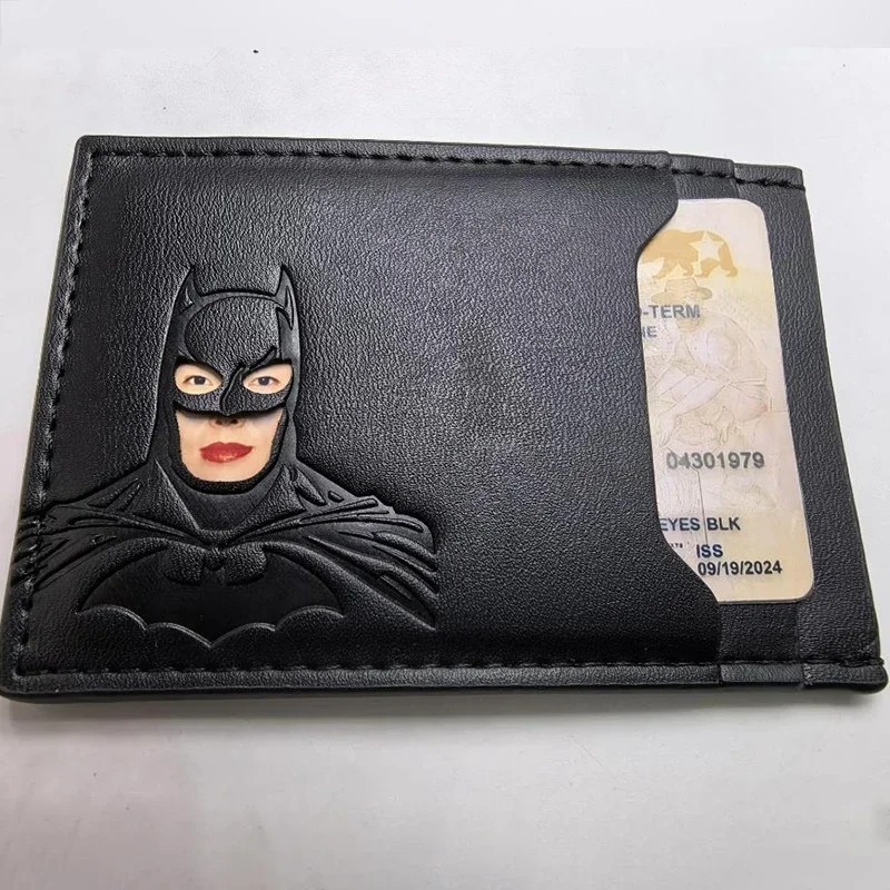Personalized Leather Bat Wallet Superhero Mask Card Holder Heroic ID Wallet