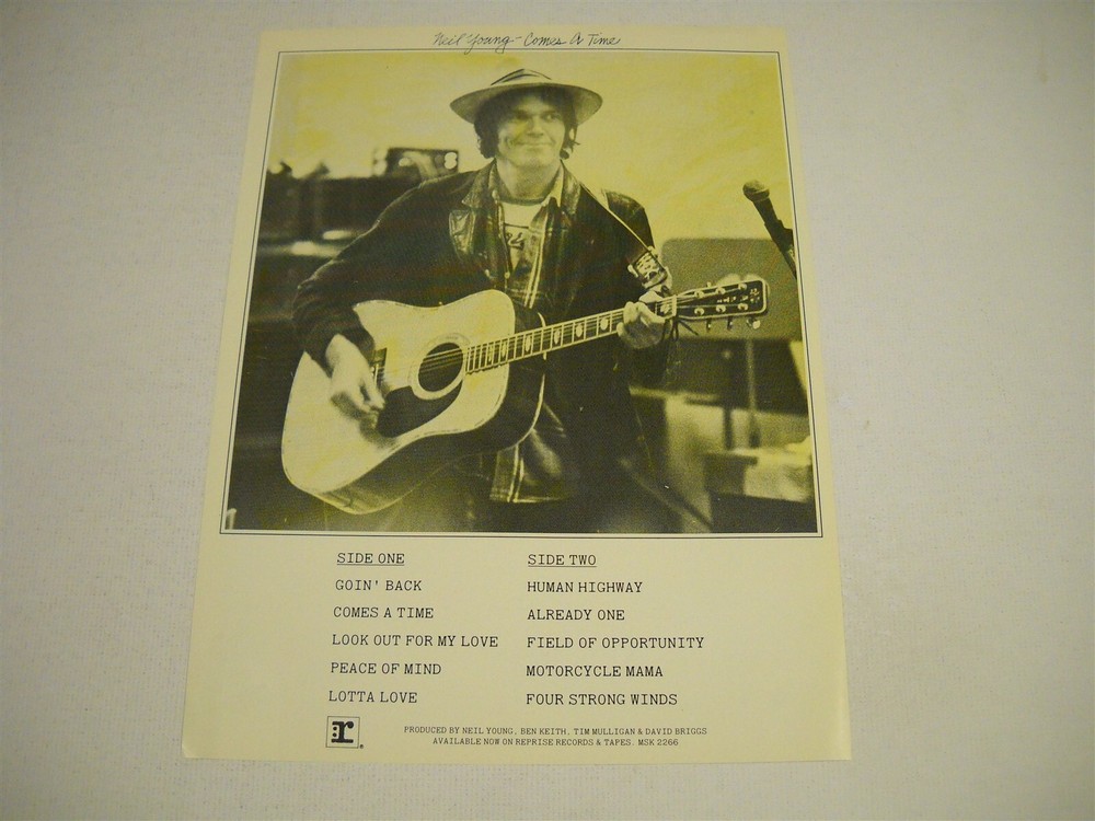 NEIL YOUNG original 1978 RW Promo Display Ad for COMES A TIME