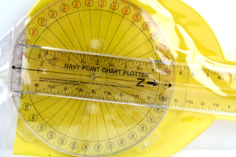 Protractor 2-Arm Navy Point Chart Plotter Tool, 18" ruler, 19 1/2" x 6 1/4"