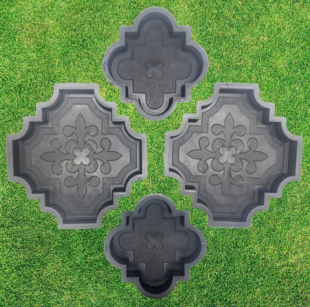 4 Pcs Beautiful Plastic Form Big Pathmaker Concrete Molds Cement Molds for Co...