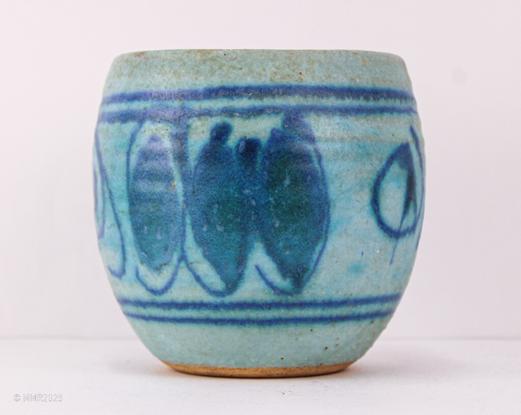 JT Abernathy Mid Century Modern Studio Pottery Matte Blue Glaze Pot Planter Vase